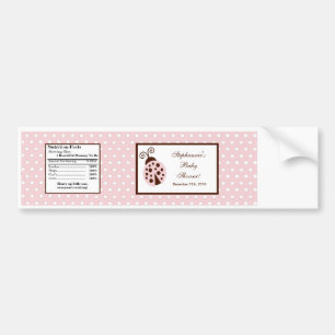 Water Bottle Label Pink Ladybug