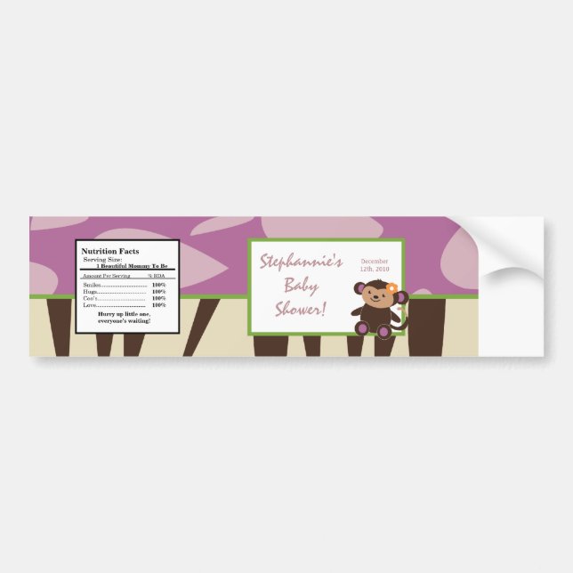 Water Bottle Label Purple Jacana Baby Shower (Front)