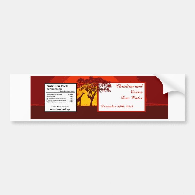Water Bottle Label Red Sunset in Africa (Front)