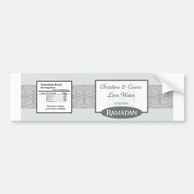 Water Bottle Label Soft Blue Islamic Ramadan Bluis (Front)
