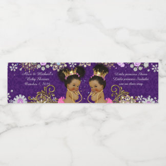 Water Bottle Label twin african, etnic,purple