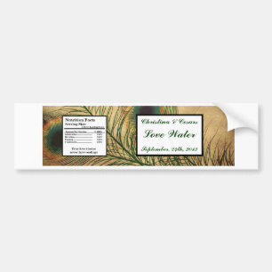 Water Bottle Label Vintage Peacock Green