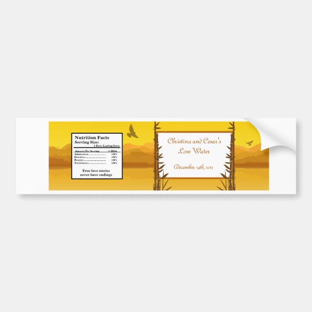 Water Bottle Label Warm Sunset (Front)
