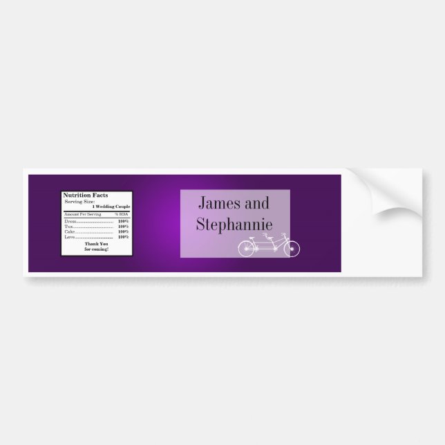 Water Bottle Label Whimsical Purple Double Bike (Front)