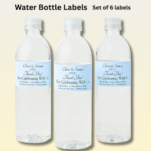 Water Bottle Labels - Blue Peony Wedding