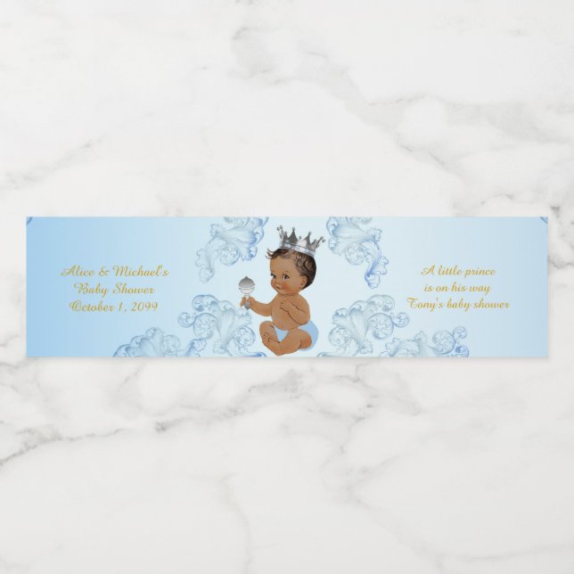 Water Bottle Labels,Tony's baby shower, blue 2 Label (Single Label)