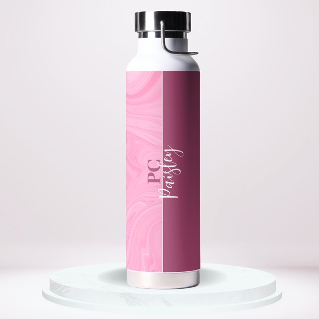 Water Bottle - Monogram Pink Marble Two Tone (Creator Uploaded)