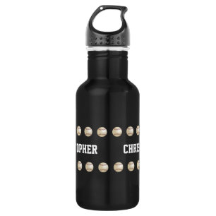 Water Bottle, Personalised, Baseball, Black 532 Ml Water Bottle