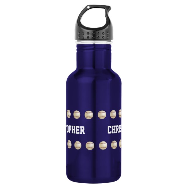 Water Bottle, Personalised, Baseball, Blue 532 Ml Water Bottle (Front)
