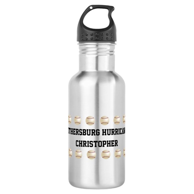 Water Bottle, Personalised, Baseball Team, Silver 532 Ml Water Bottle (Front)
