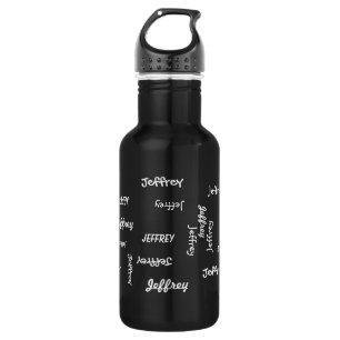 Water Bottle, Personalised, Repeating Name, Black 532 Ml Water Bottle
