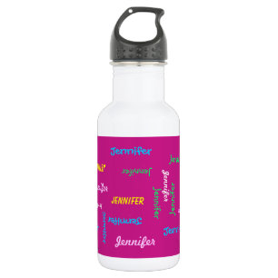 Water Bottle, Personalised, Repeating Names, Pink 532 Ml Water Bottle