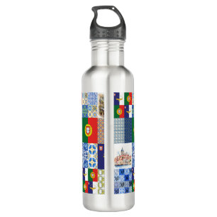 Water Bottle, Stainless Steel, 24 oz Portugal Flag 710 Ml Water Bottle