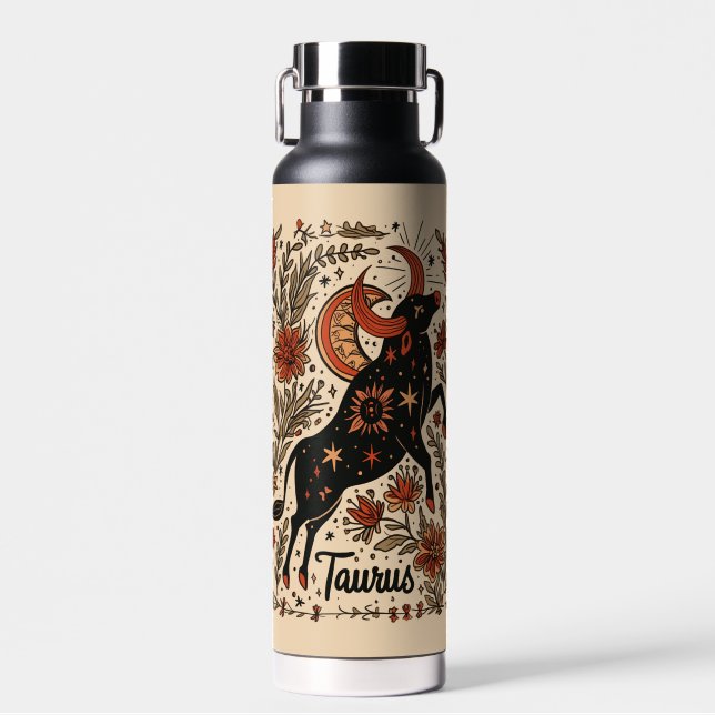 Water Bottle Taurus Celestial Zodiac Art (Front)