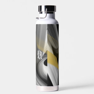Water Bottle Trend Abstract Art Black White Gold