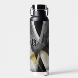 Water Bottle Trend Abstract Art Black White Gold
