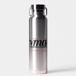 Water Bottle with Black Cursive Name, Phone, Year