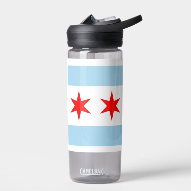 Water bottle with flag of Chicago City, U.S. (Left)