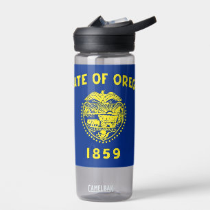 Water bottle with flag of Oregon, U.S.