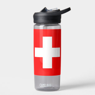 Water bottle with flag of Switzerland