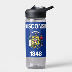 Water bottle with flag of Wisconsin, U.S.