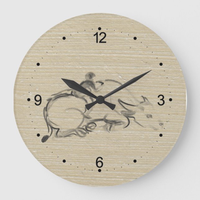 Water Buffalo Child Chinese Ox Year Birthday WC Large Clock (Front)