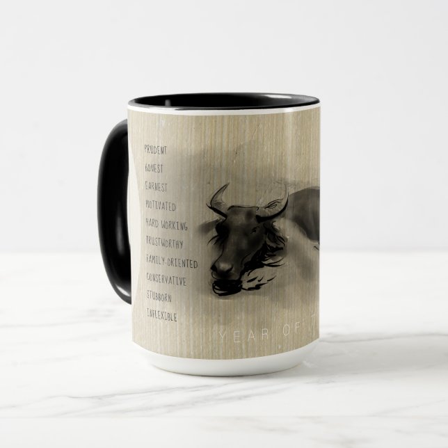 Water Buffalo Chinese Ox Year birthday personality Mug (Front Left)