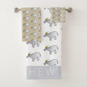 Water Buffalo Illustration Chinese Ox Year name BT Bath Towel Set