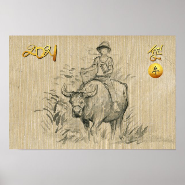 Water Buffalo Kid Chinese Ox Year 2021 HorP Post Poster (Front)