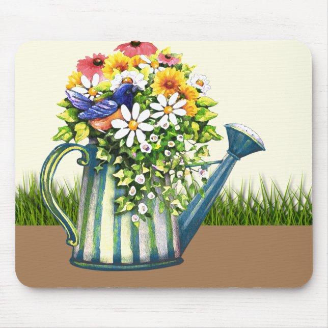 Water Can with Wildflowers Mouse Pad (Front)