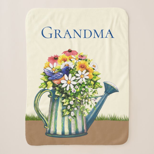 Water Can with Wildflowers Sherpa Blanket (Front)