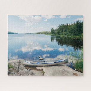 Water Canoe on Lake in Sweden Jigsaw Puzzle