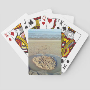 Water Circle in Sand on Beach, Summer Time Playing Cards