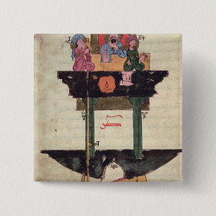 Water clock with automated figures 15 cm square badge