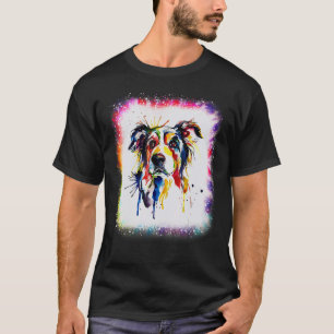 Water Color Border Collie Dog Boy Girl Tie Dye Ble T-Shirt