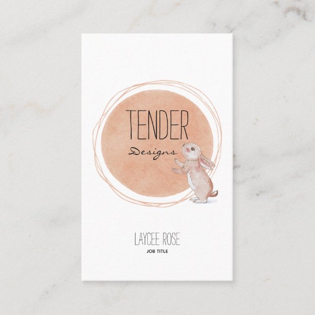 Water Color Bunny Logo Business Card (Front)