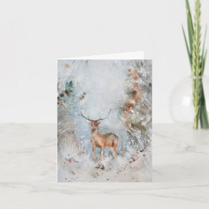 Water Color Deer Christmas Card – Elegant