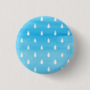 Water Color Drop Shizuku Blue 3 Cm Round Badge