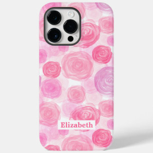  Water Color Roses Pattern With Your Name  Case-Mate iPhone 14 Pro Max Case