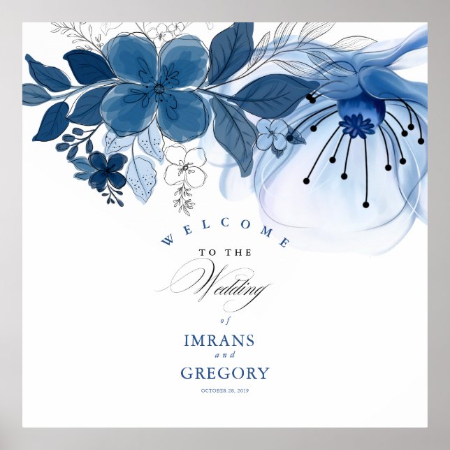 Water colore Wedding Welcome Poster (Front)