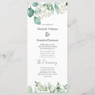 Water colored for wedding Eucalyptus Programme