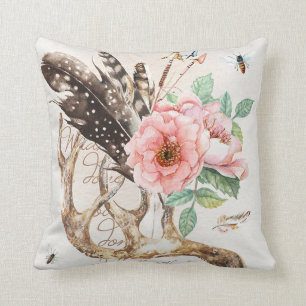 Water colour antler pillow