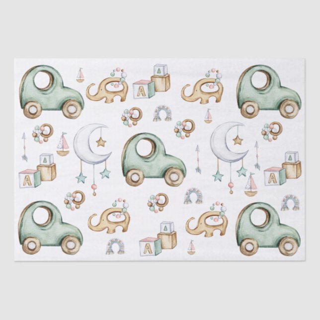 Water Colour Baby Things design Tissue Paper (Front)