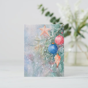 Water Colour Ball ball Christmas postcard