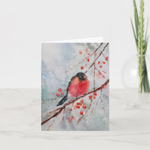 Water Colour Bird Christmas Card