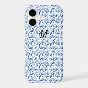 Water Colour Blue Leaf Mosaic Fine Art Monogram