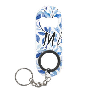 Water Colour Blue Leaf Mosaic Fine Art Monogram