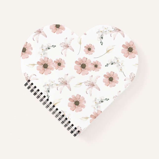 Water Colour Blush Pink Flowers Art Notebook (Front)