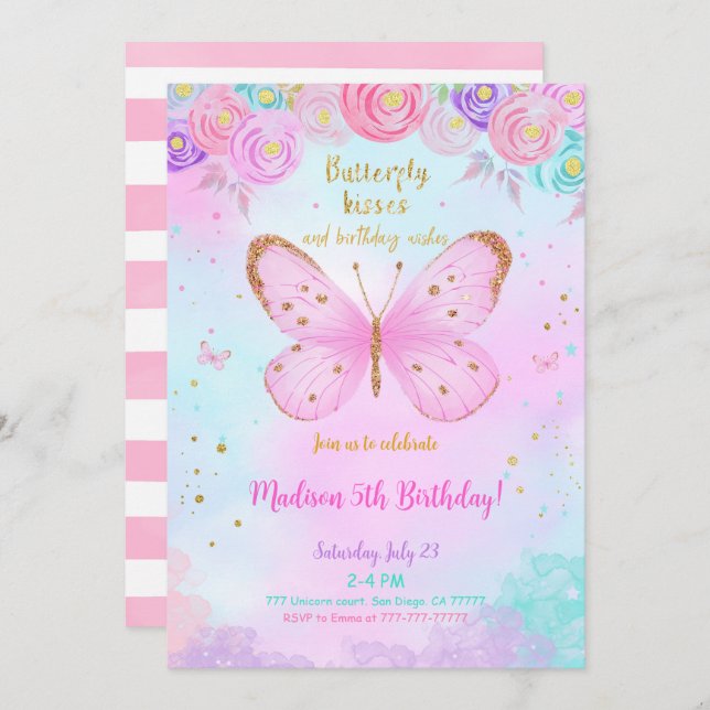 Water Colour Butterfly Invitation (Front/Back)