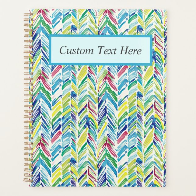 Water Colour Chevron Pattern Design with Bold Brus Planner (Front)